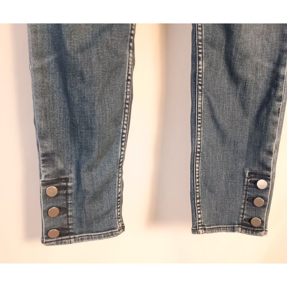 LOFT High Rise Skinny Jeans Size 12 Modern Fit 3 Button Hem Dark Wash - Picture 9 of 9